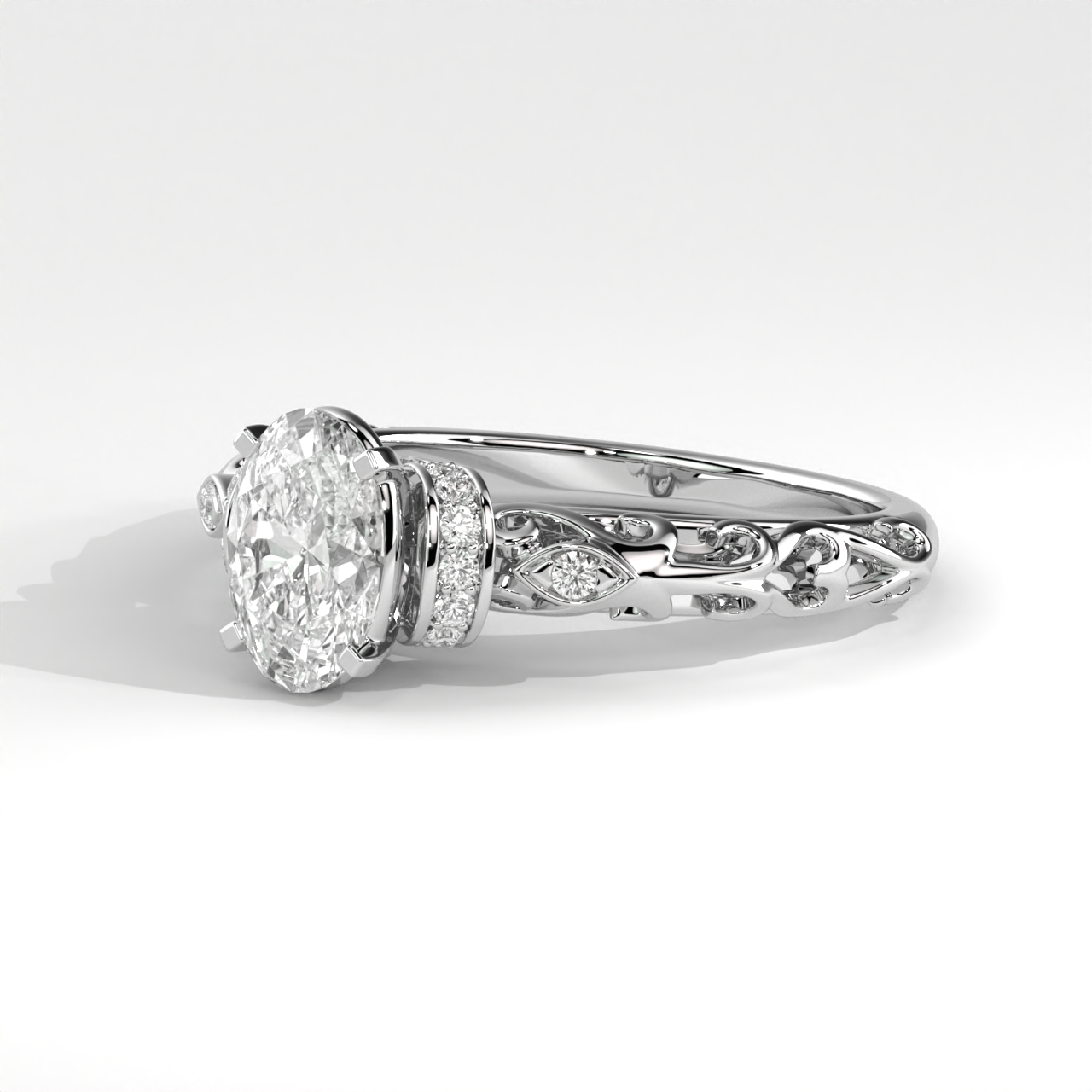 Filigree Oval Diamond Engagement Ring