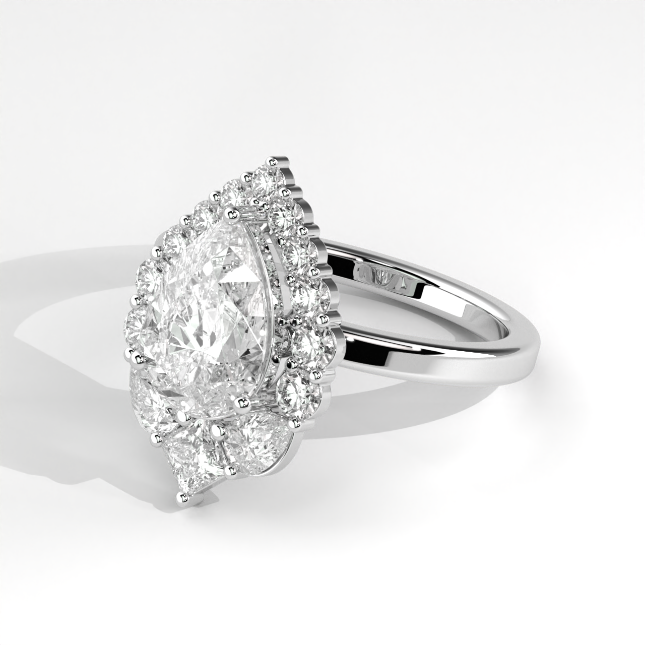 Classic Pear Cut Halo Diamond Wedding Ring