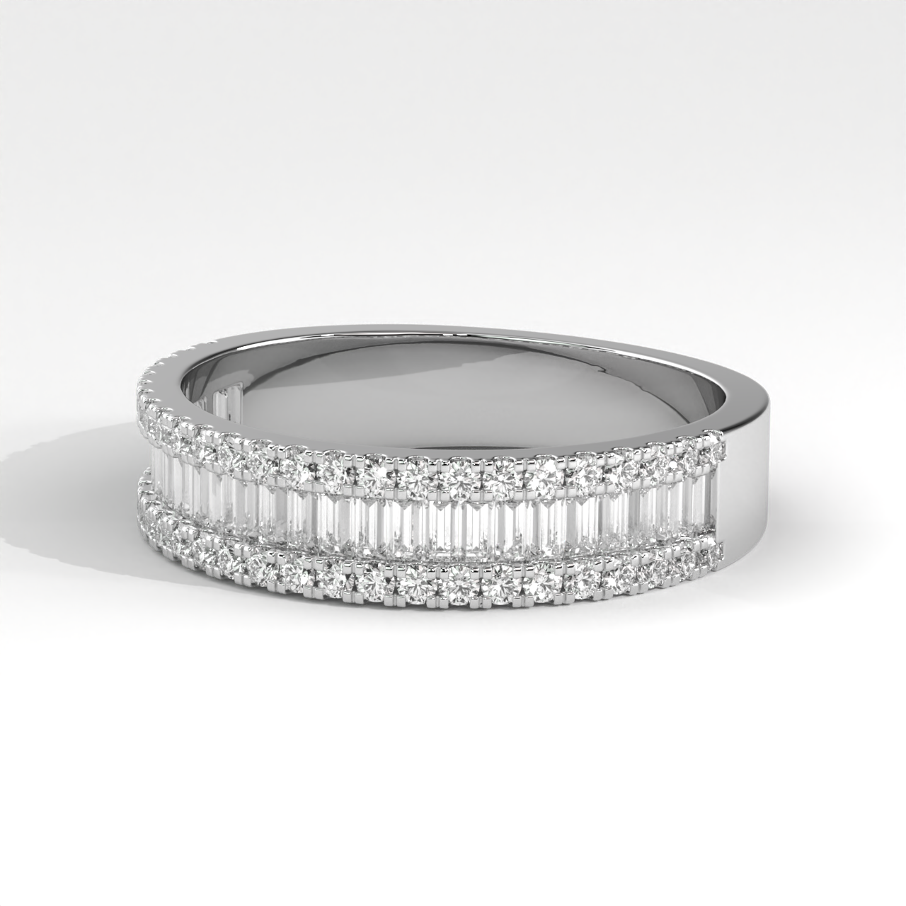 Channel-Set Baguette and Round Cut Diamond Statement band