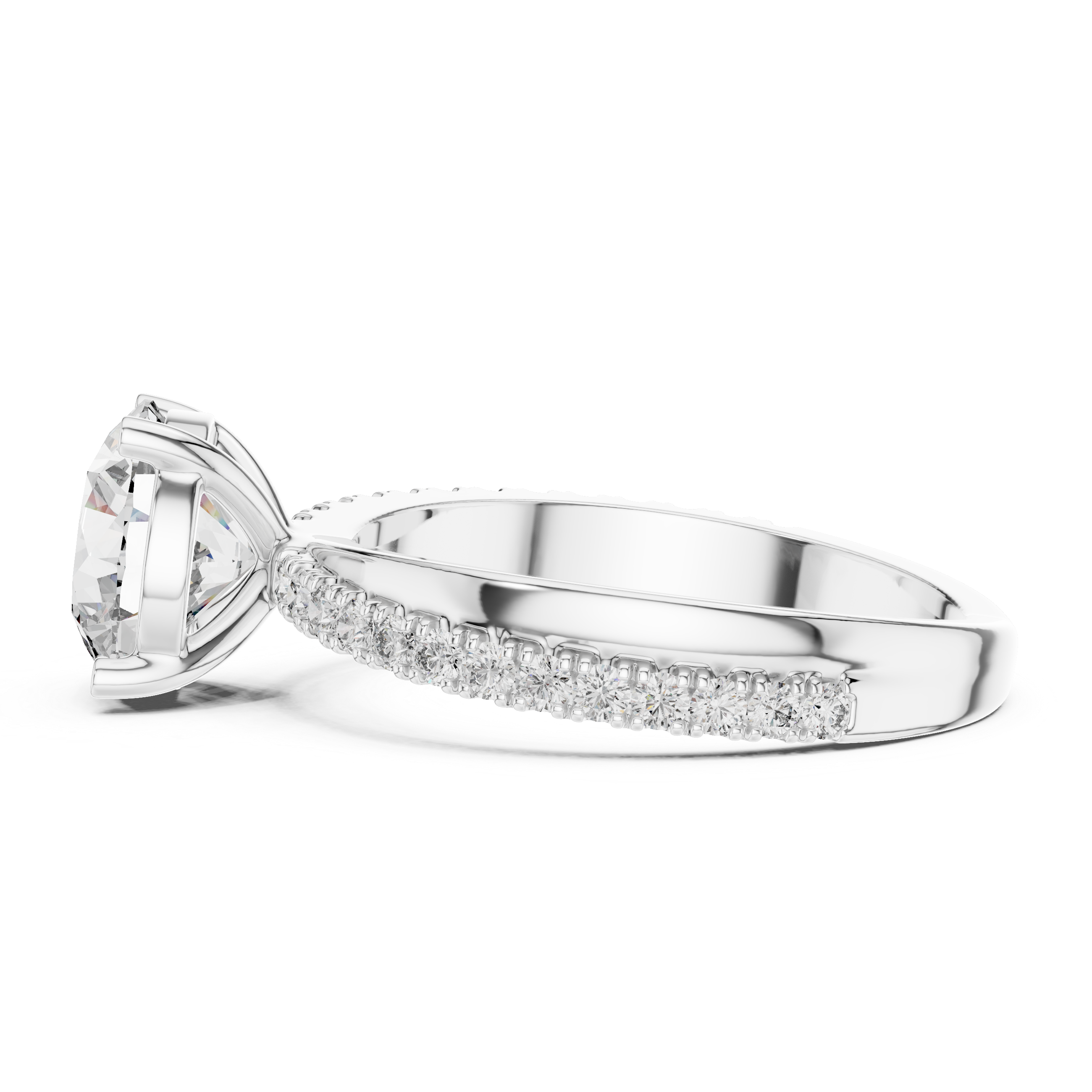 Round Diamond Twisted Pave Engagement Ring