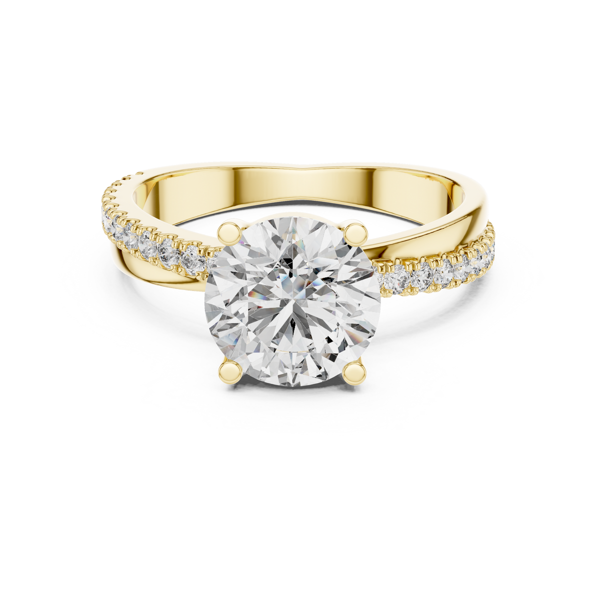 Round Diamond Twisted Pave Engagement Ring