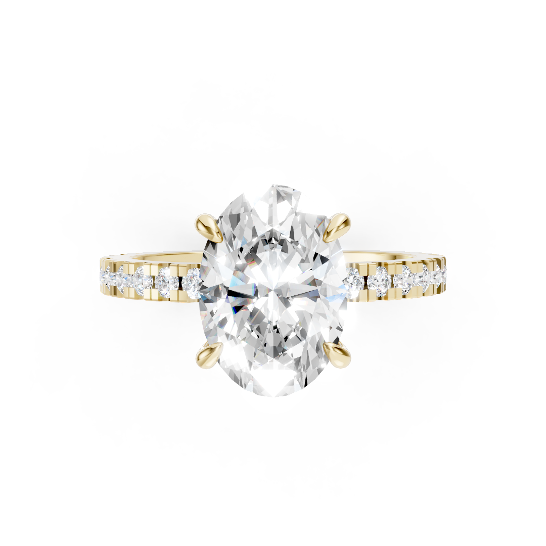 Oval Diamond With Under-Halo Settings Ring
