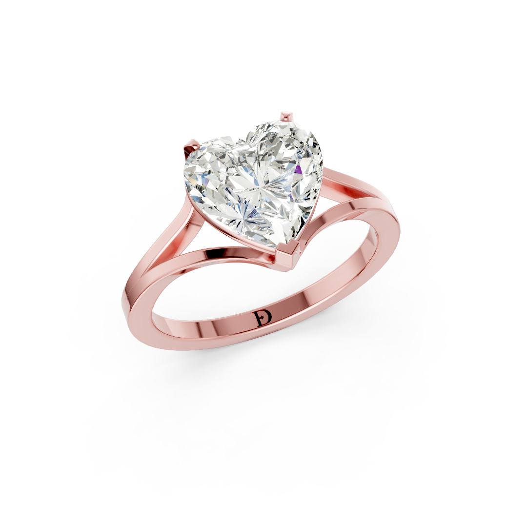 Heart Cut Minimalist Split Shank Ring