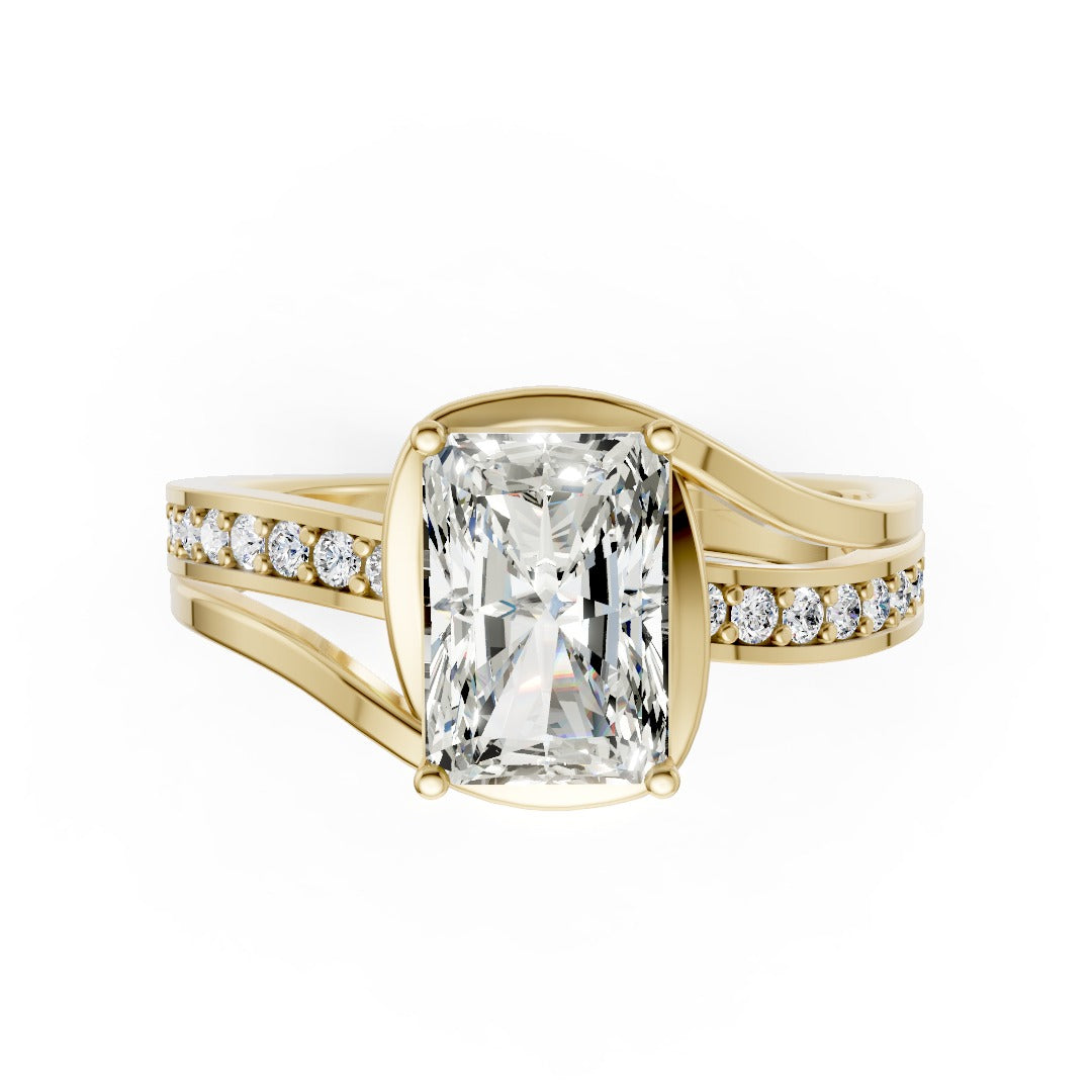 Radiant Accented Bypass Lab Diamond Engagement Ring