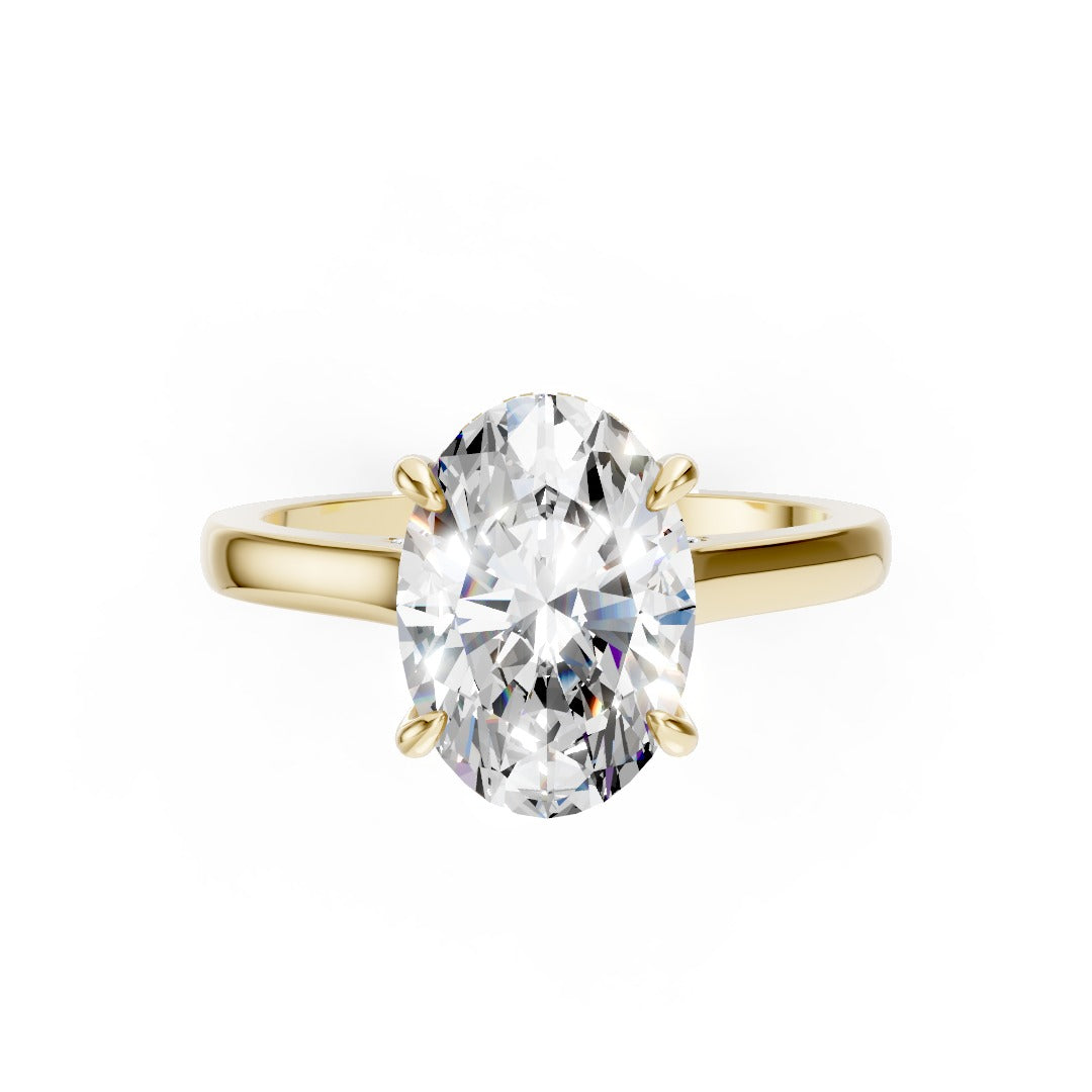 Oval Diamond Solitaire With Under-Halo & Bridge Accents