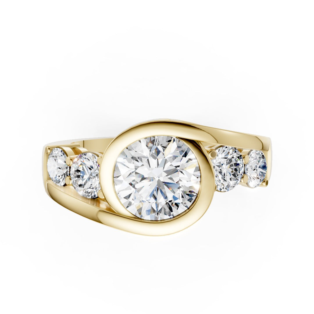 Unique Five-Stone Round And Round Diamond Ring