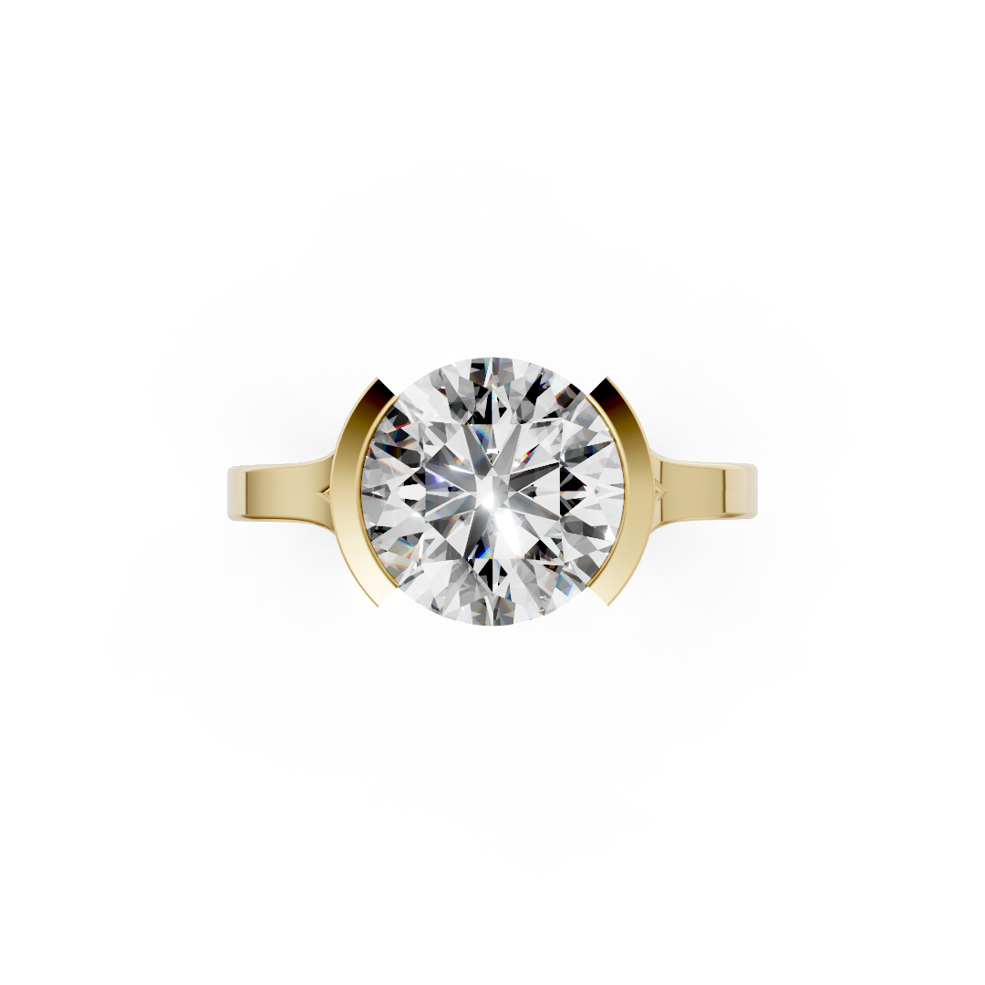 Round Cathedral Half Bezel Solitaire Ring