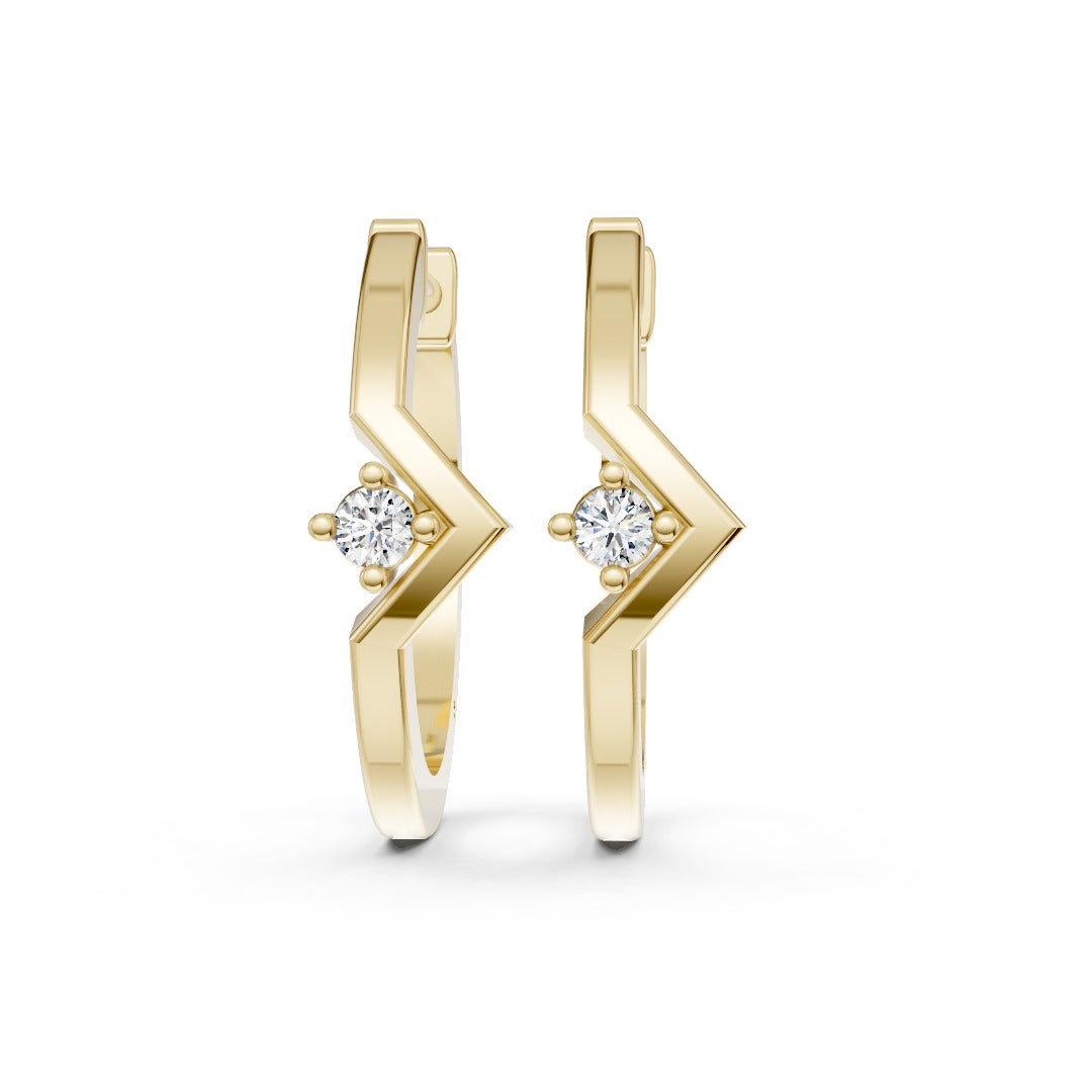 Zigzag Solitaire Diamond Huggie Hoops Earring