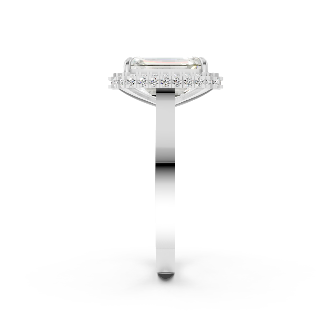Emerald Diamond Double Halo Ring