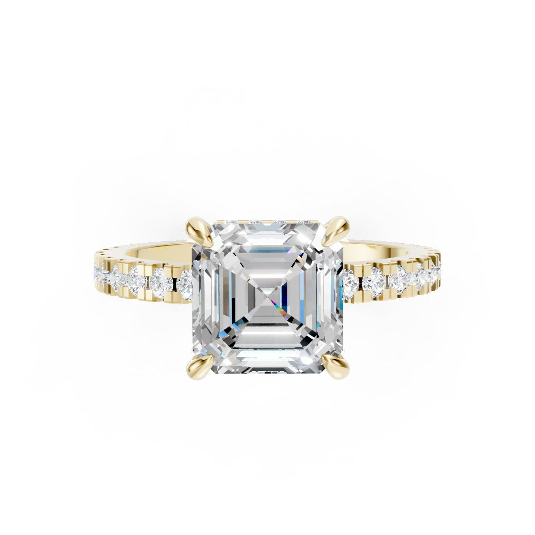 Asscher Diamond With Hidden Halo Anniversary Ring