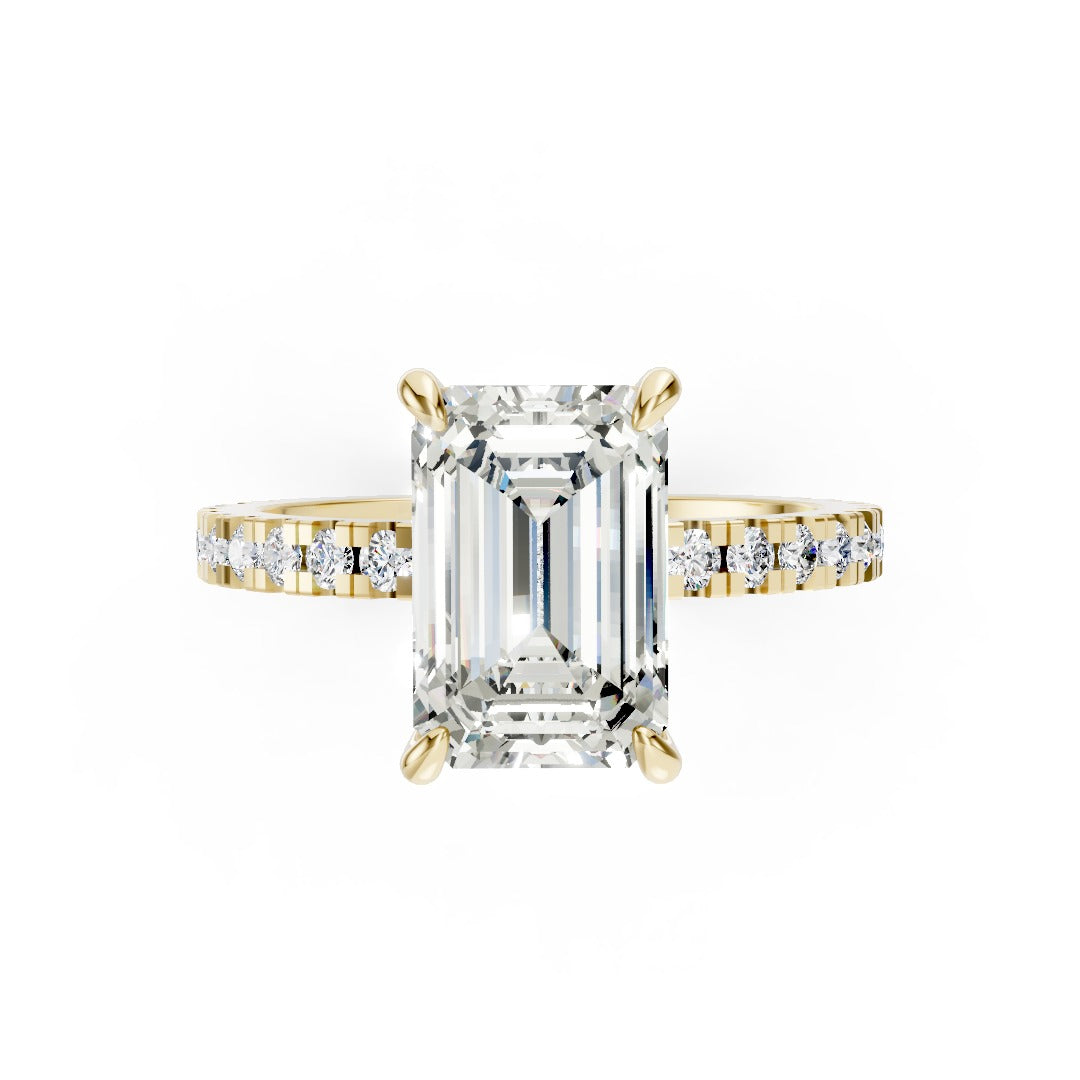 Emerald Diamond With Under-Halo Settings Ring