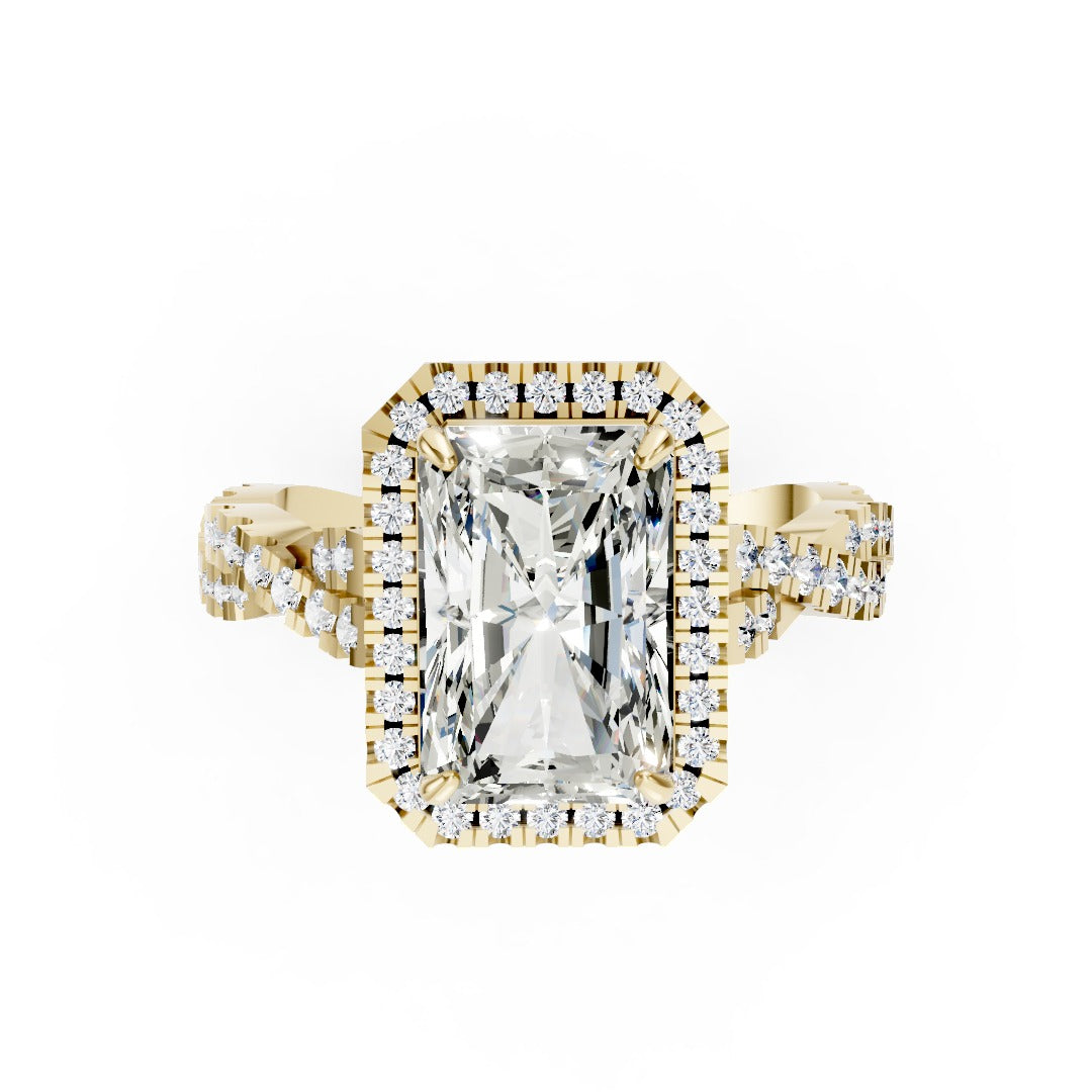 Radiant Cut Diamond Halo with Twisted Pave Ring