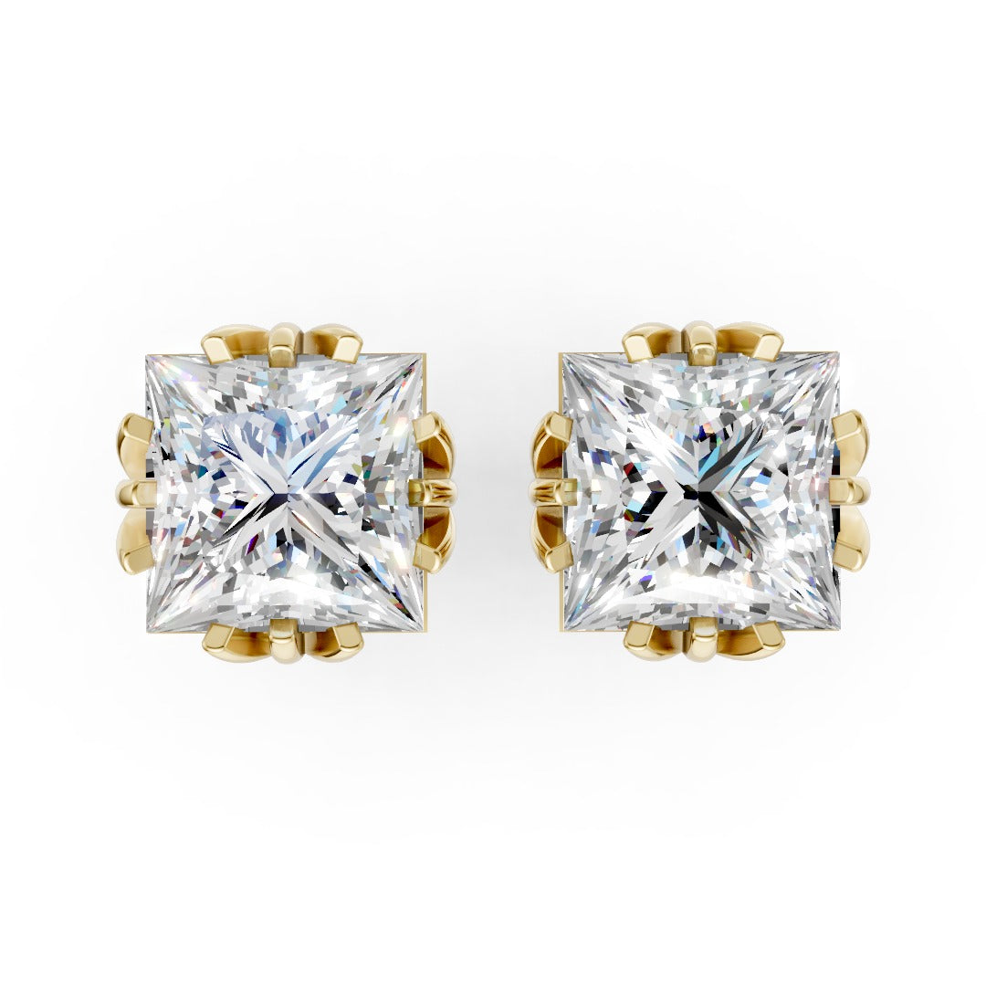 Princess Brilliant Lab Grown Diamond Stud Earrings
