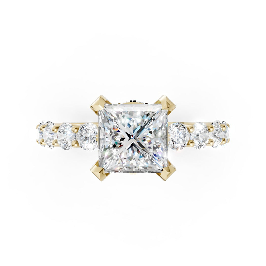 Princess Brilliant Cut Lab Grown Diamond Hidden Halo Anniversary Ring