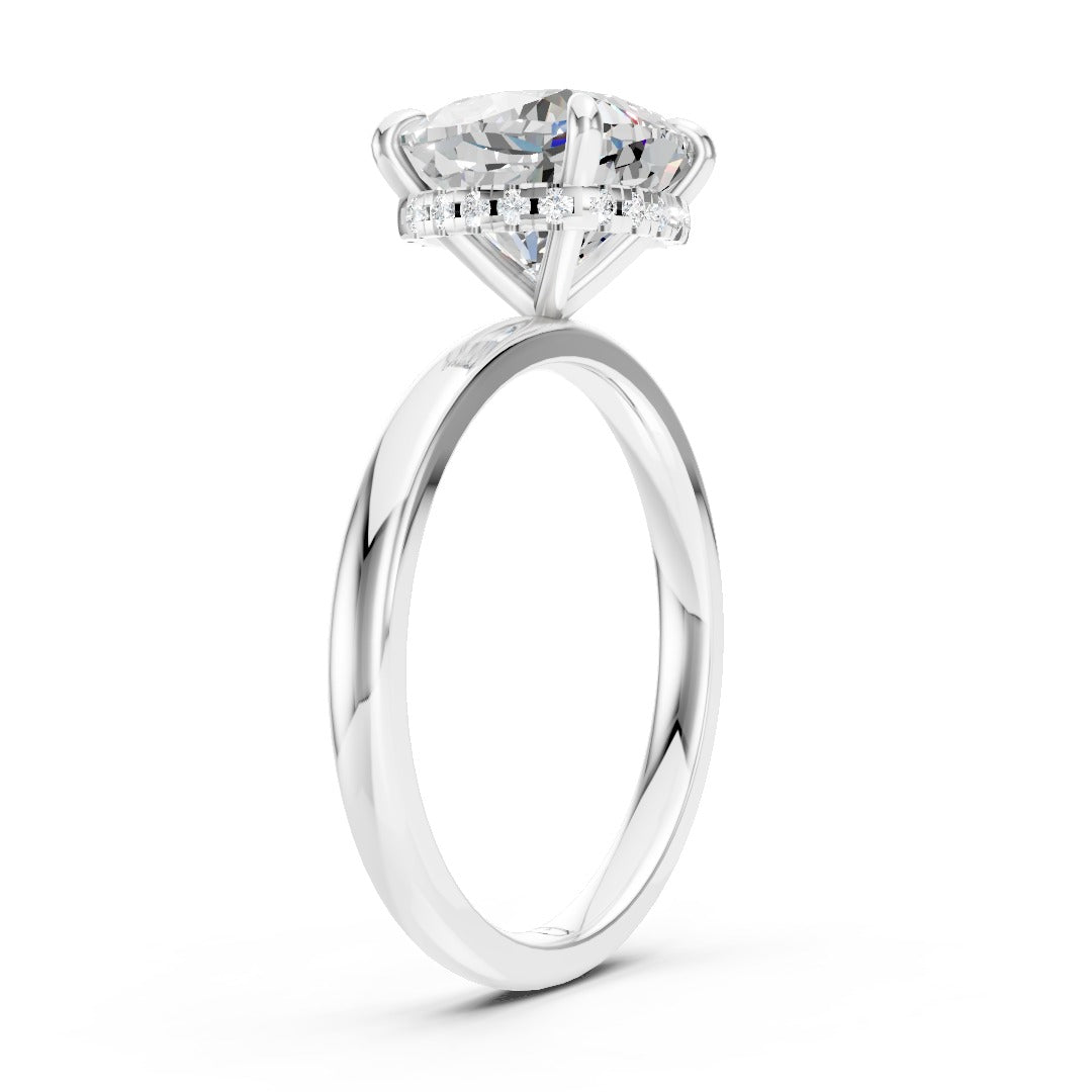 Hidden Halo Cushion Cut Diamond Engagement Ring