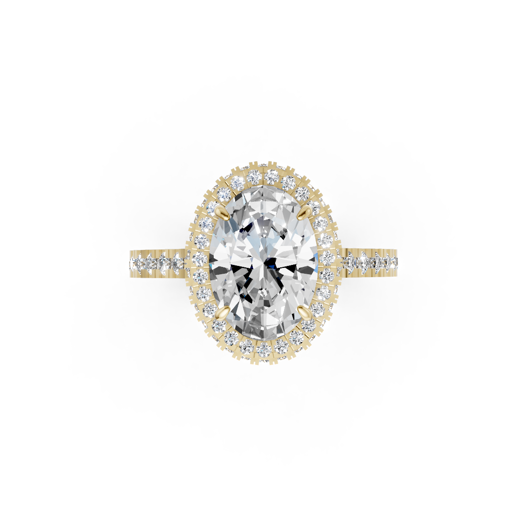 Oval Diamond Halo Pave Set Ring