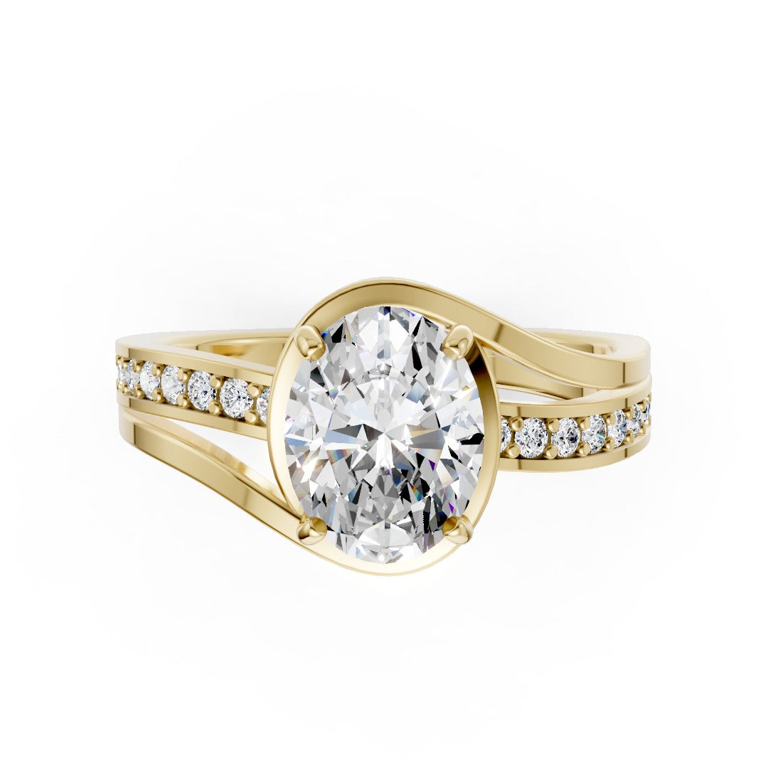 Oval Accented Bypass Lab Diamond Engagement Ring
