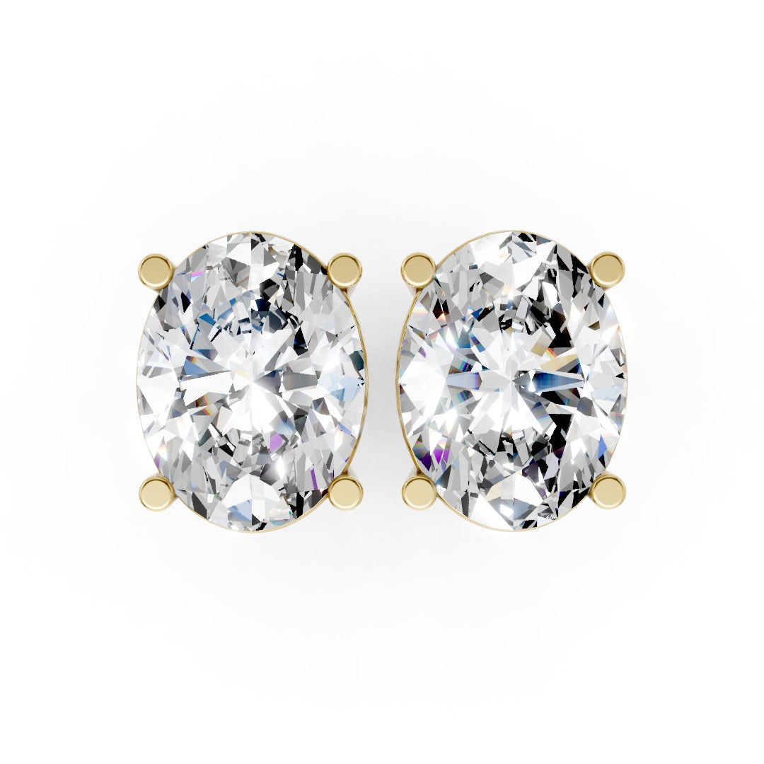 Oval Cut Diamond Stud Earrings in Scalloped Basket Setting