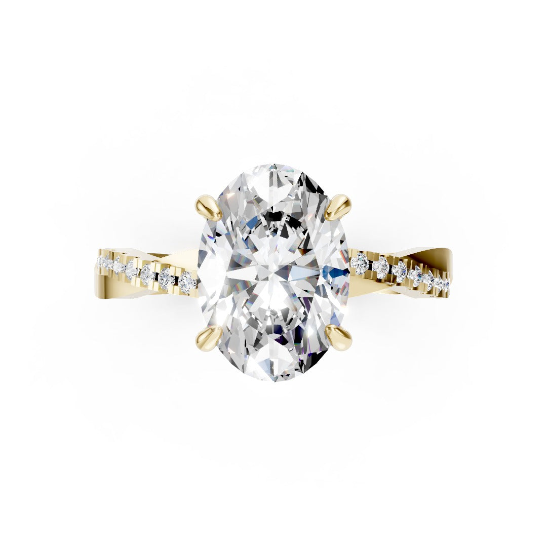 Oval Cut Diamond Twisted Anniversary Ring With Pave Band