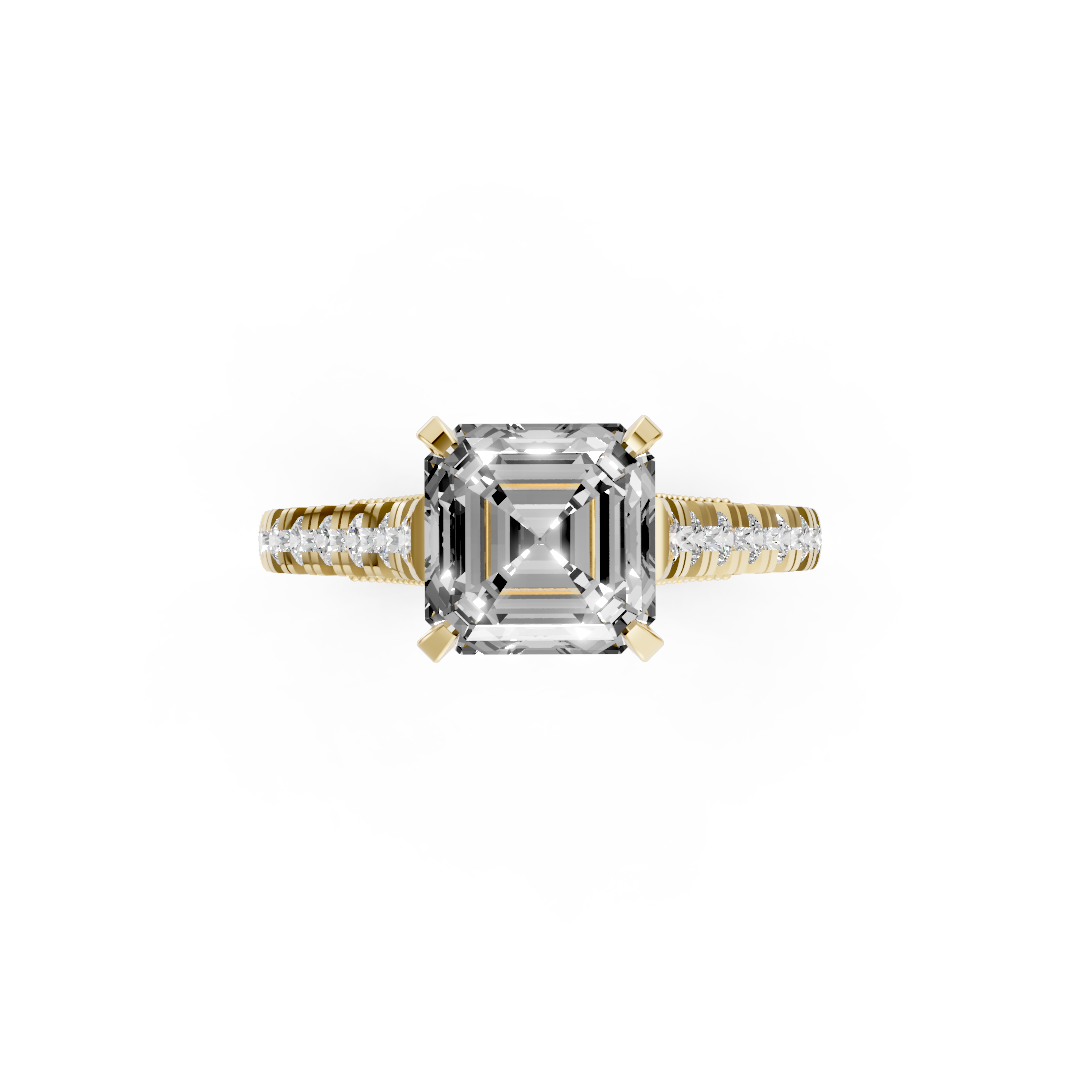 Asscher Diamond Graduation Set Engagement Ring