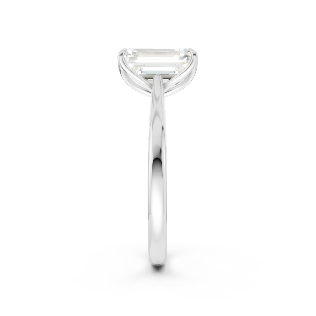Emerald Cut Flower Prong ring