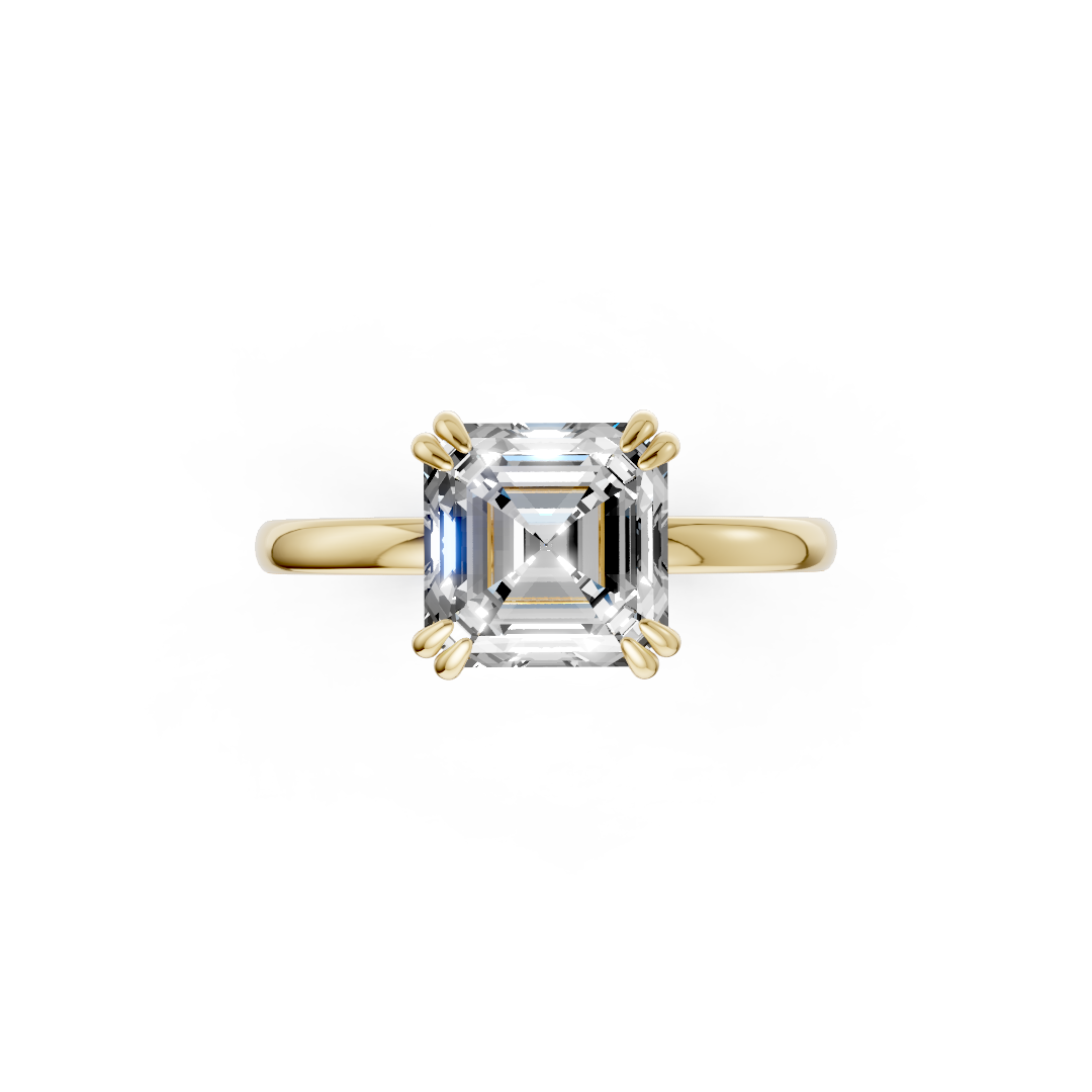 Double Prong Asscher Solitaire Ring