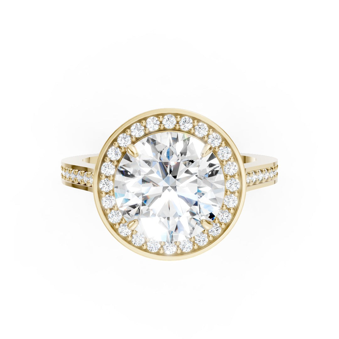 Round Cut Lab Grown Diamond Halo Engagement Ring