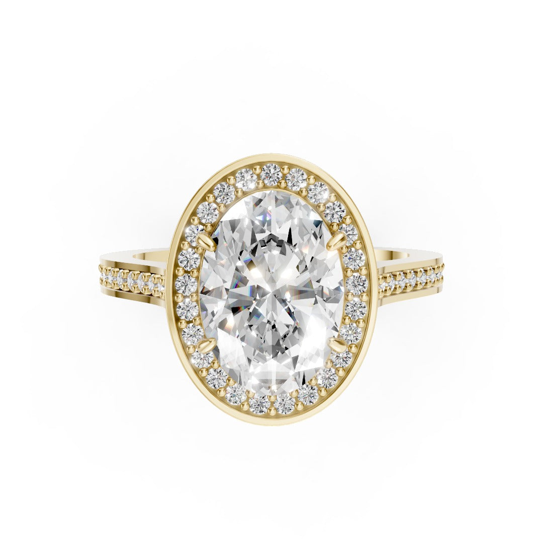 Oval Cut Lab Grown Diamond Halo Engagement Ring