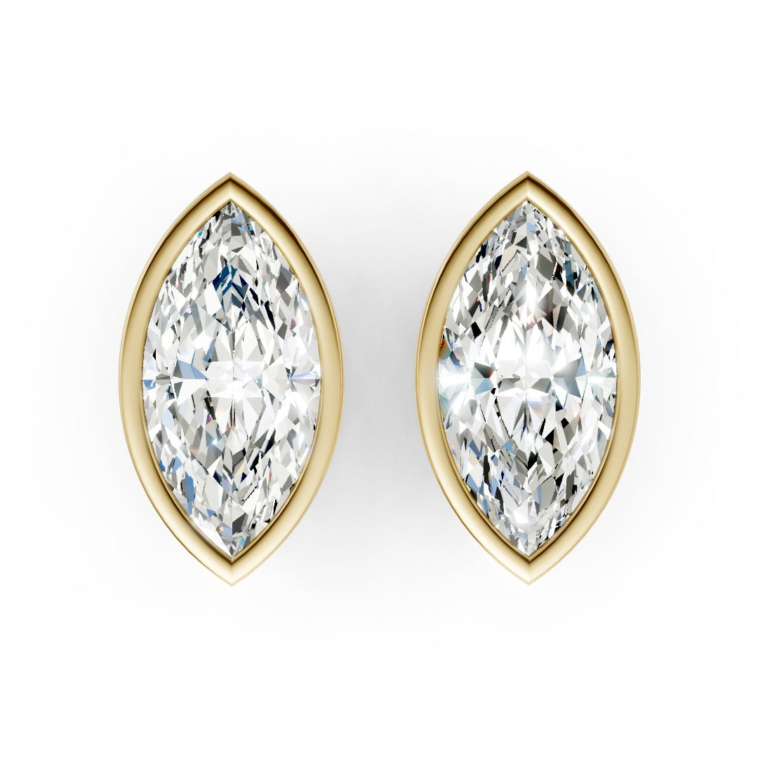 Marquise Cut Lab Grown Diamond Bezel Set Stud Earring