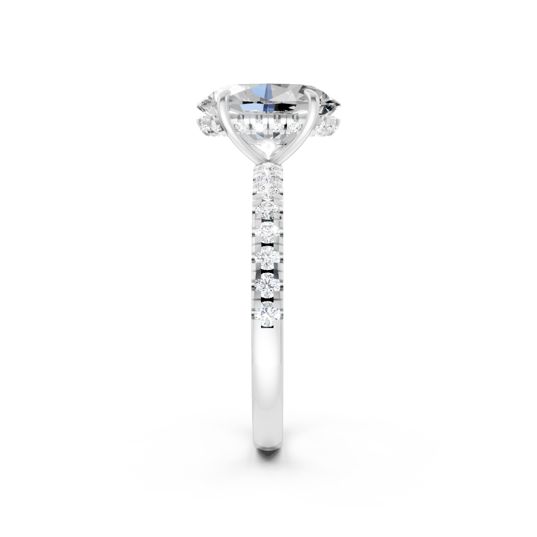 Oval Cut Hidden Halo Pave Set Ring