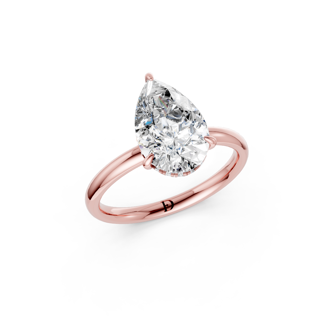 Pear Diamond Hidden Halo Ring