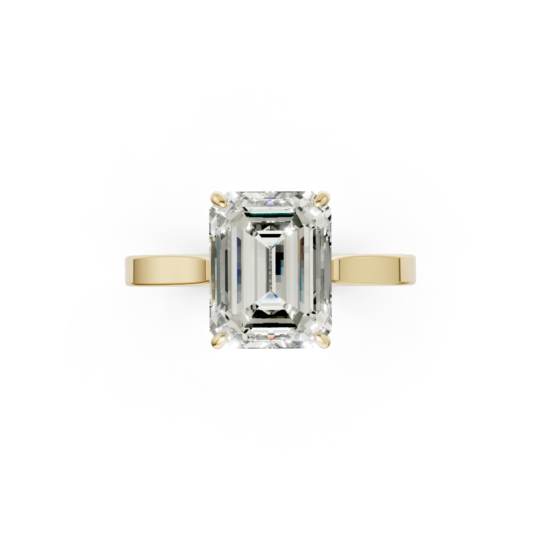 Emerald Solitaire Cathedral Shank Ring