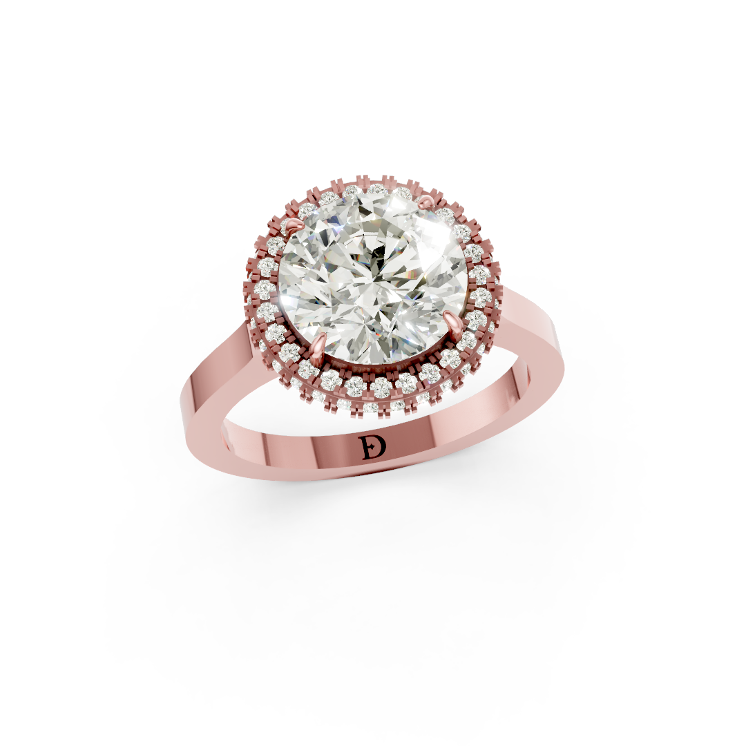 Round Diamond Double Halo Ring
