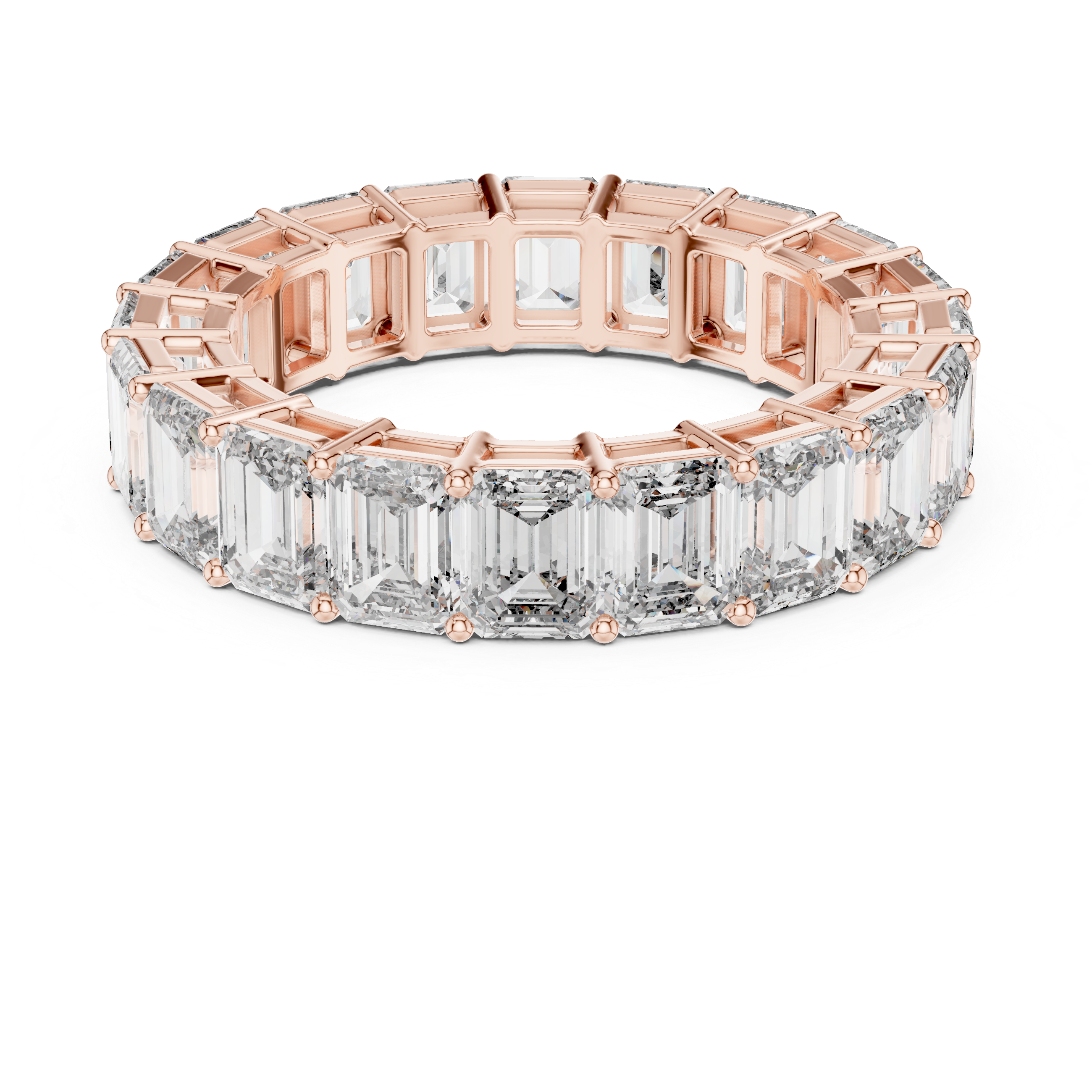 Emerald Cut Shared Prong band