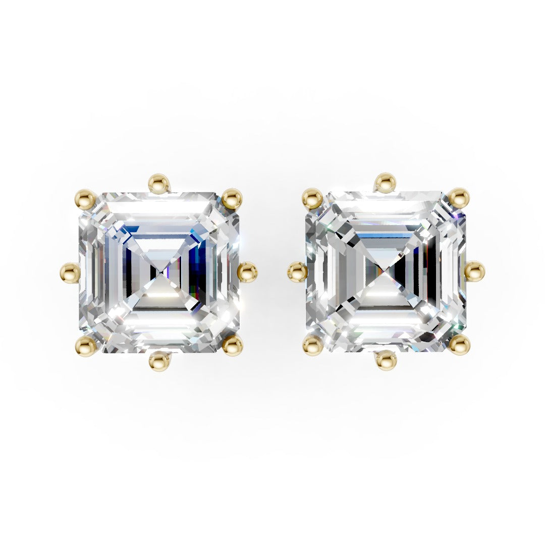 Asscher Brilliant Cut Diamond Stud Earrings