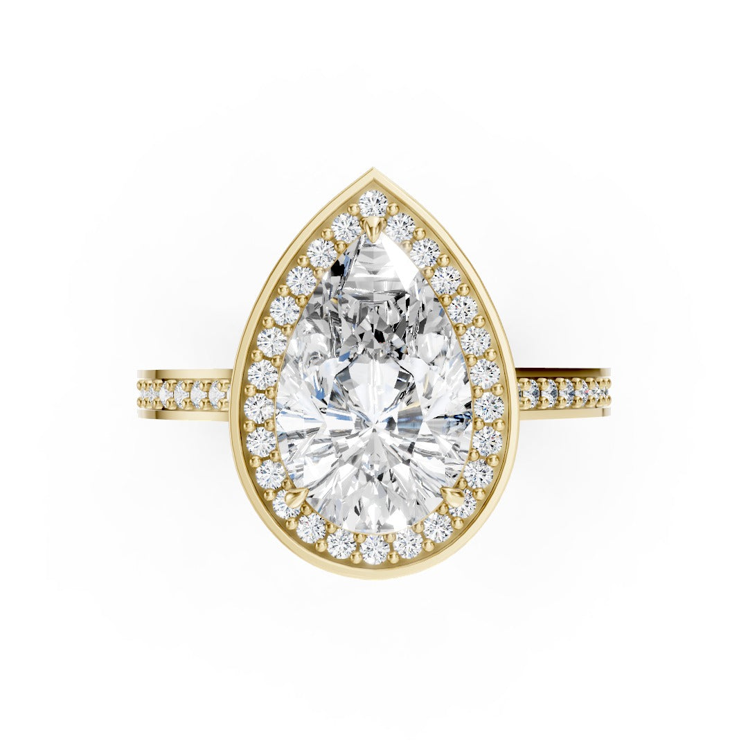 Pear Cut Lab Grown Diamond Halo Engagement Ring