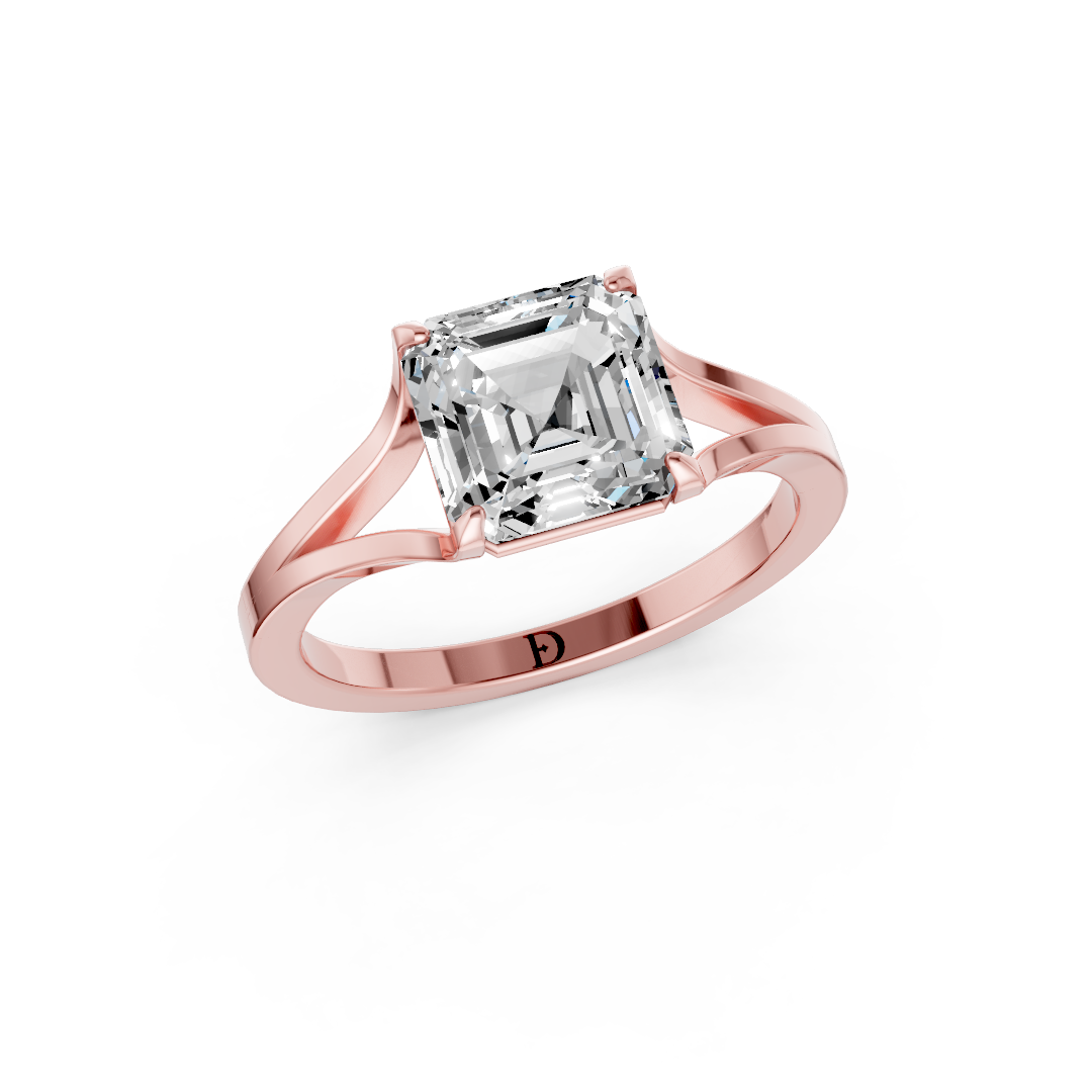 Asscher Cut Minimalist Split Shank Ring