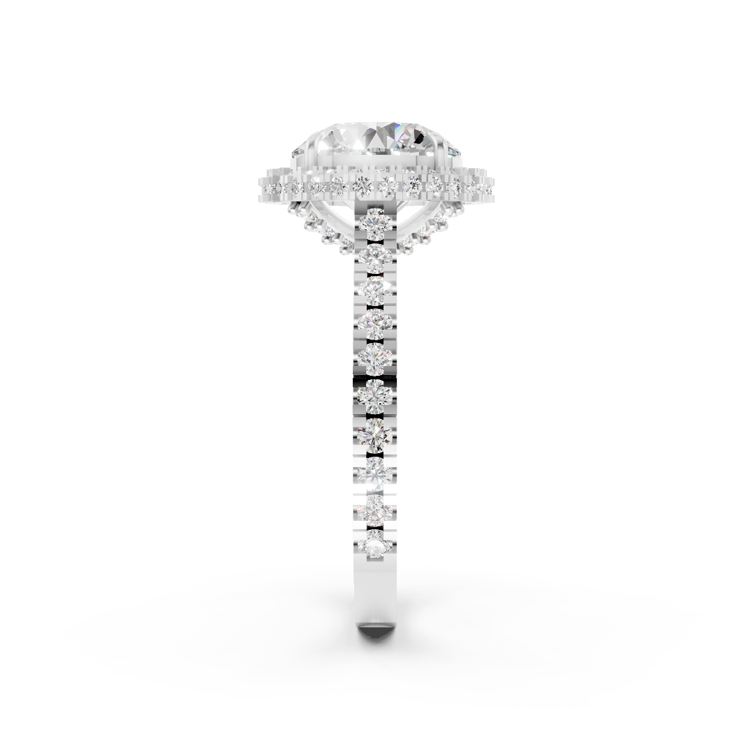 Round Diamond Halo Pave Set Ring