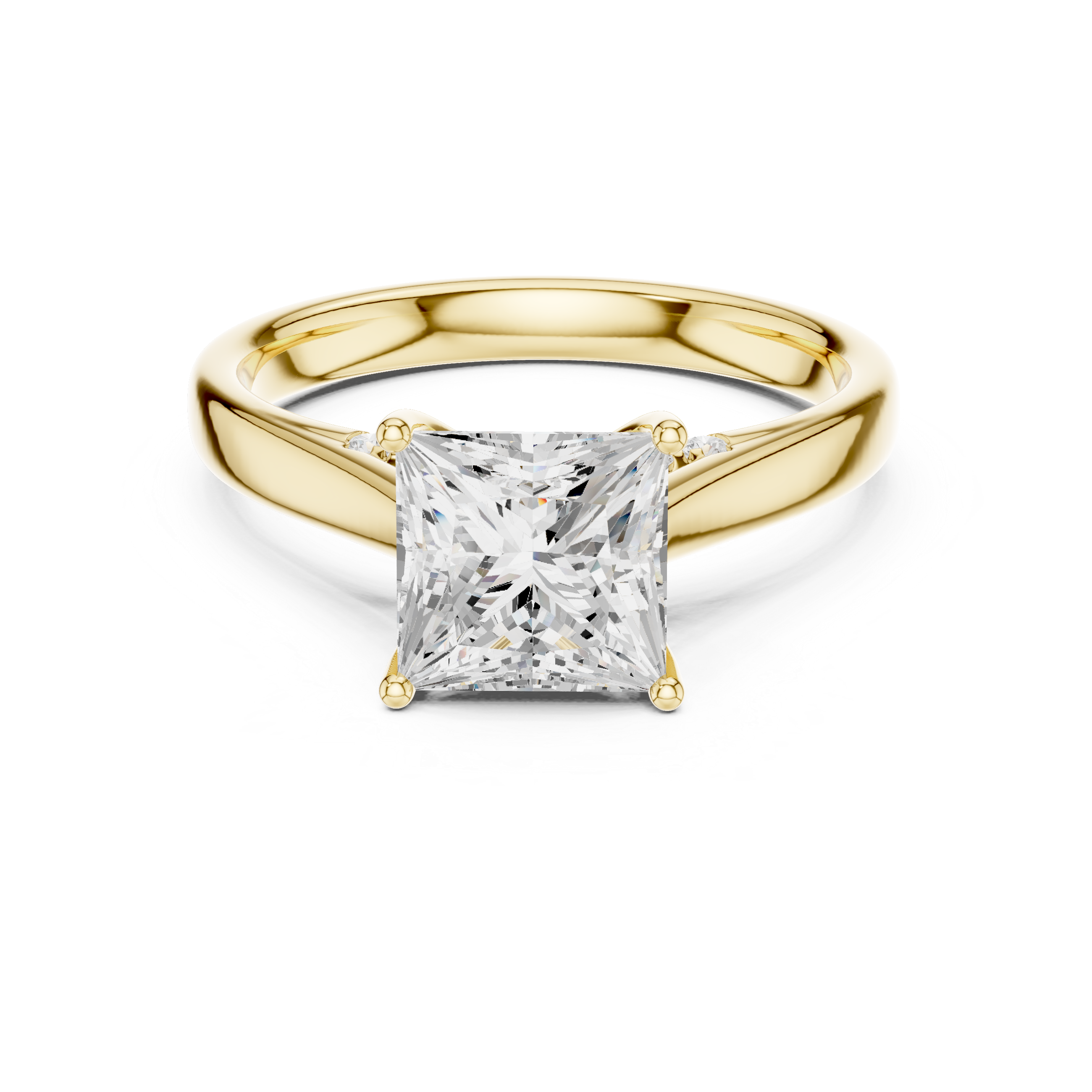 Princess Cut Cathedral Solitaire Ring With Hidden Pave Bridge