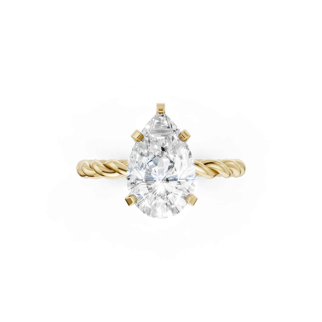Pear Diamond Twisted Shank Ring