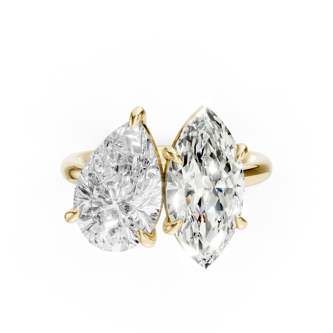 Toi et Moi Pear And Marquise Cut Engagement Ring