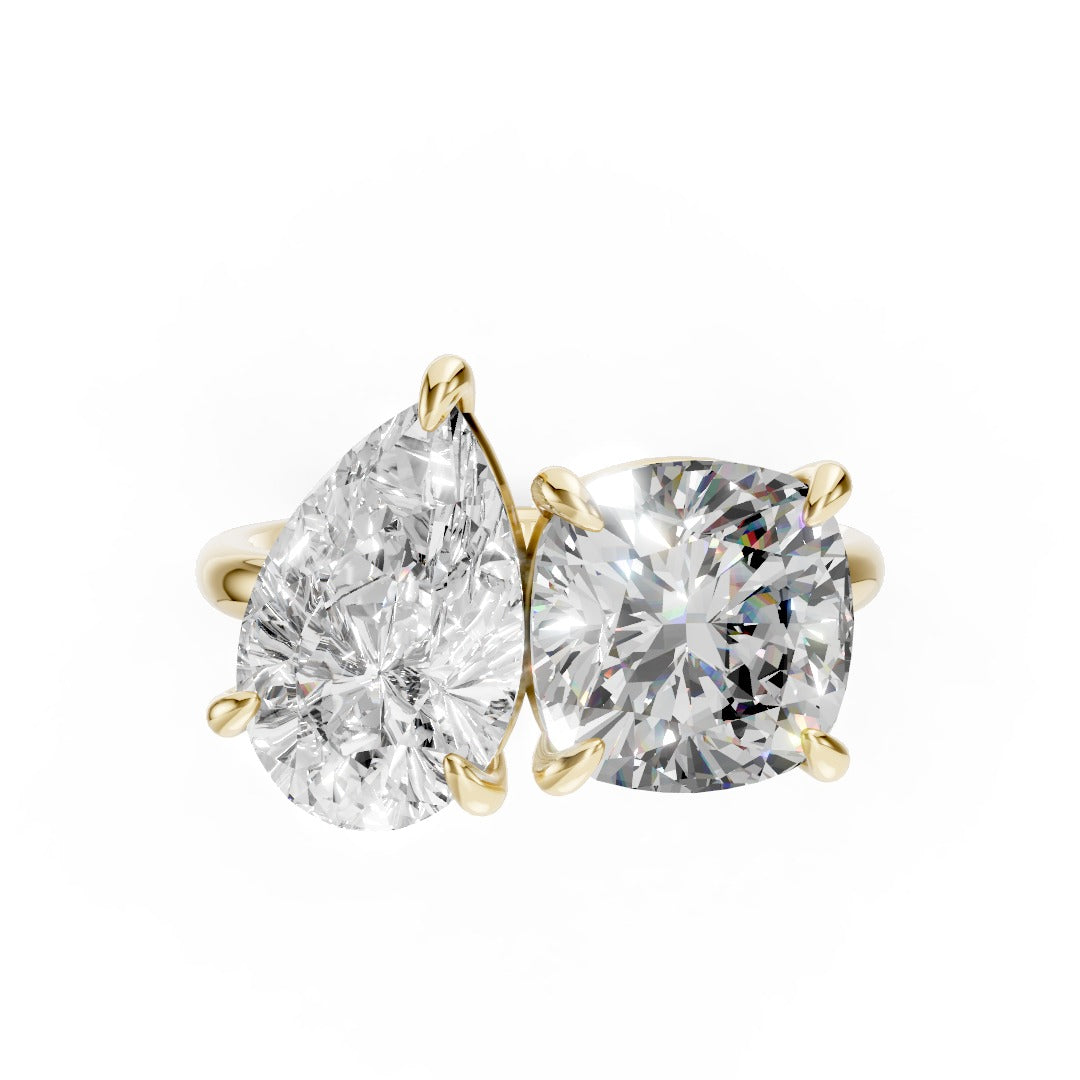 Toi et Moi Pear And Cushion Cut Engagement Ring