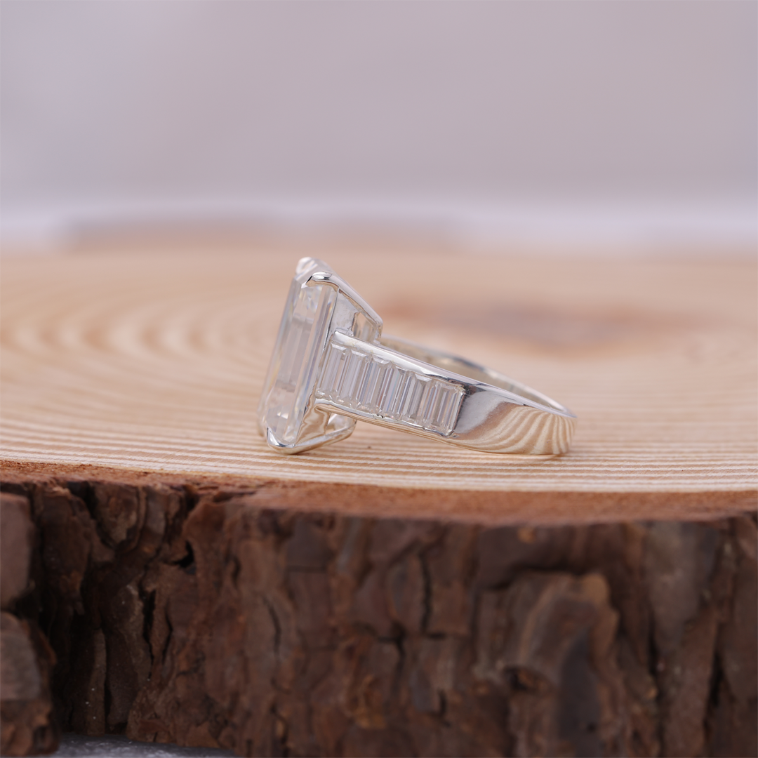 Emerald Cut Claw Prong Diamond Engagement Ring