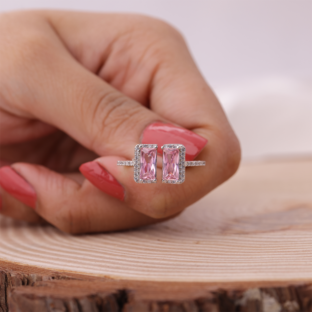 Pink Emerald Open Cuff Engagement Ring