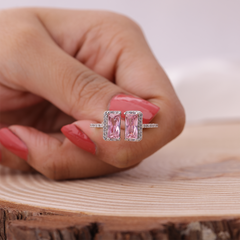 Pink Emerald Open Cuff Engagement Ring
