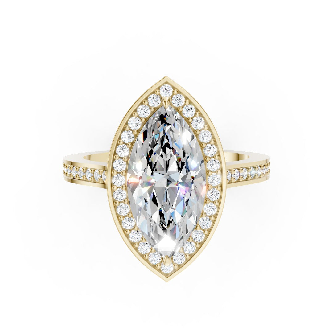 Marquise Cut Lab Grown Diamond Halo Engagement Ring