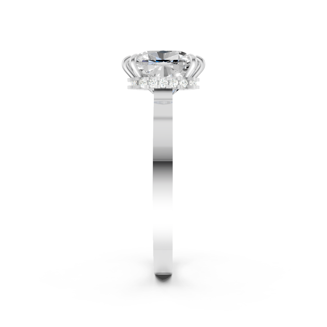 Cushion Solitaire Diamond Hidden Halo Ring