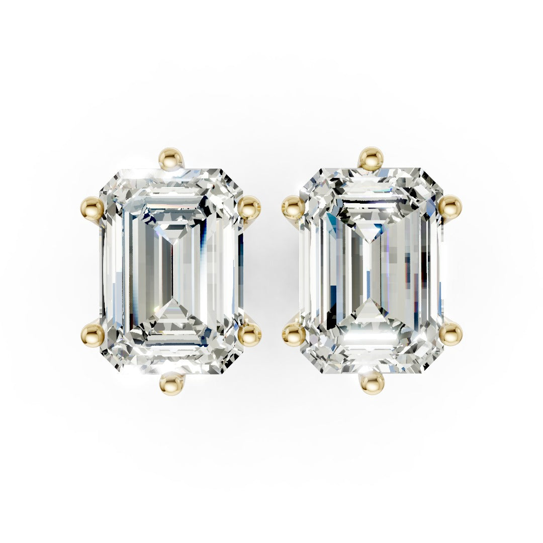 Emerald Brilliant Cut Diamond Stud Earrings