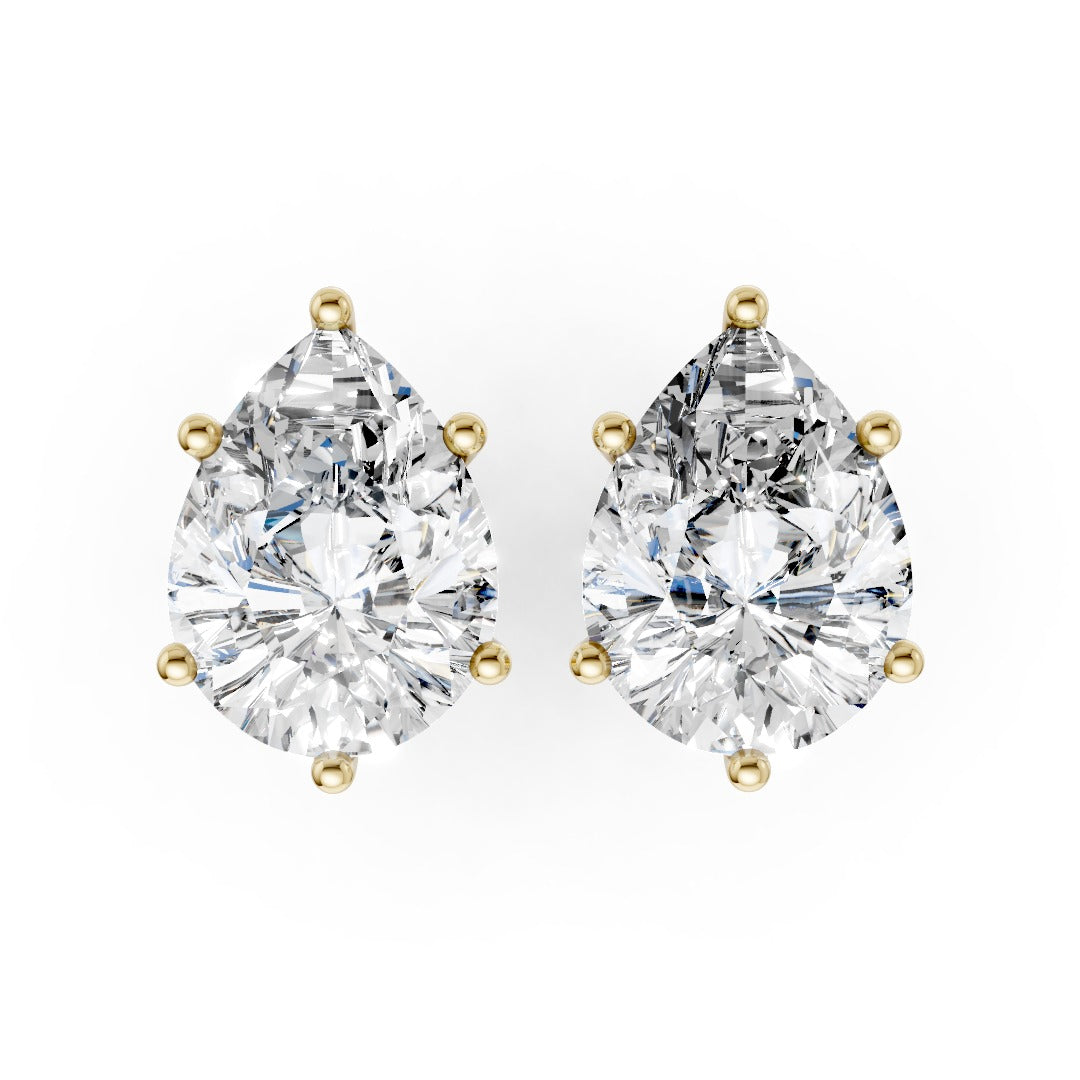 Pear Brilliant Cut Diamond Stud Earrings