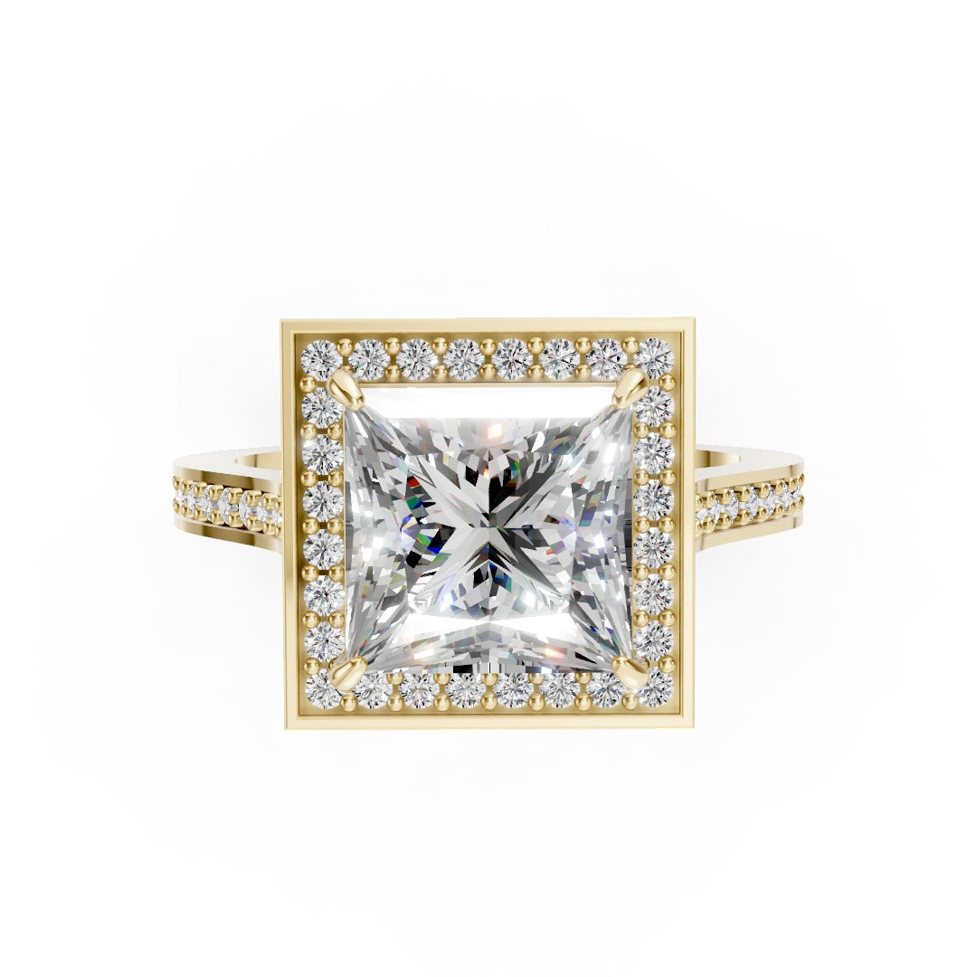 Princess Cut Lab Grown Diamond Halo Engagement Ring